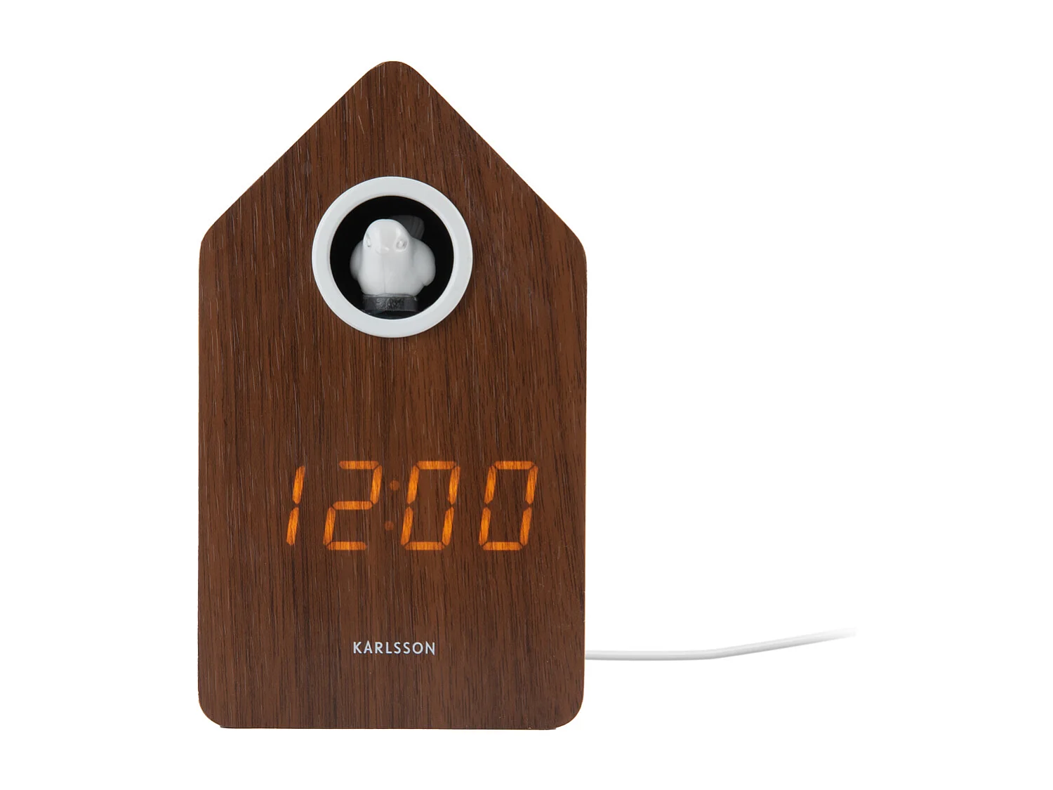 Réveil Coucou LED - Placage bois foncé