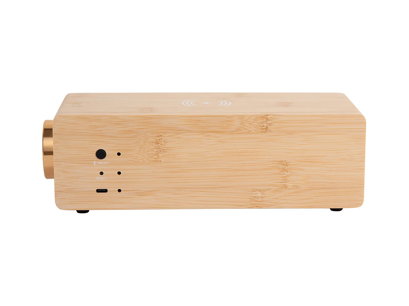 Réveil classique avec haut-parleur Bluetooth et chargeur de téléphone - Bambou