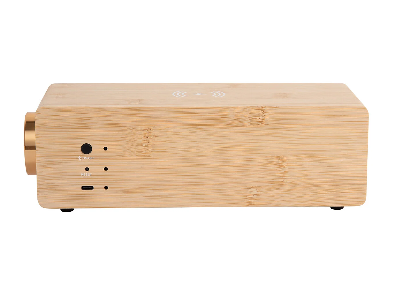 Réveil classique avec haut-parleur Bluetooth et chargeur de téléphone - Bambou