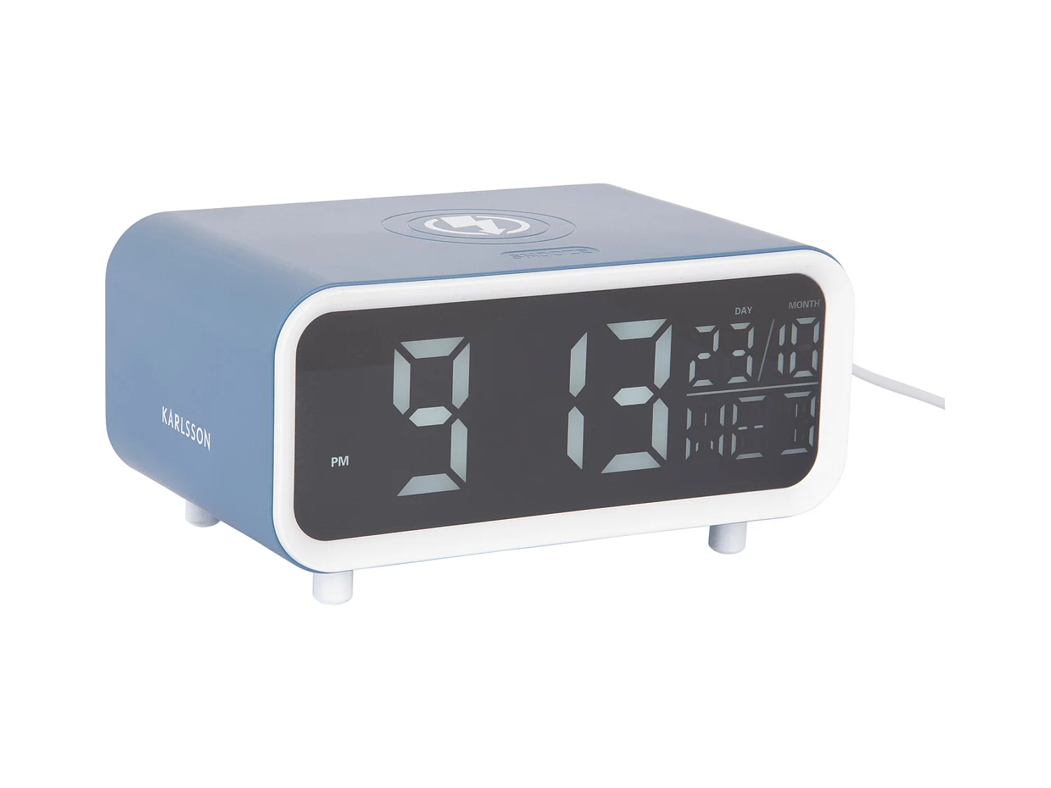 Réveil LED épais avec chargeur de téléphone - Bleu classique