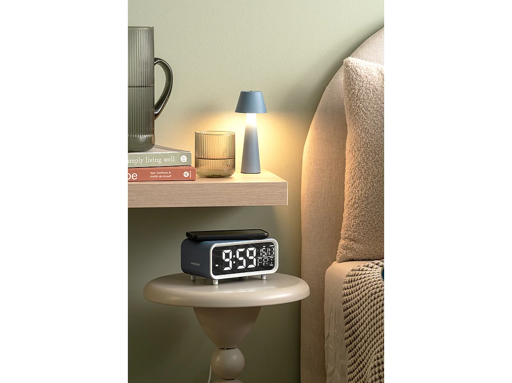 Réveil LED épais avec chargeur de téléphone - Bleu classique