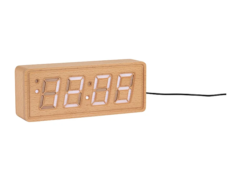 Wecker Massivholz graviert - Helles Holz