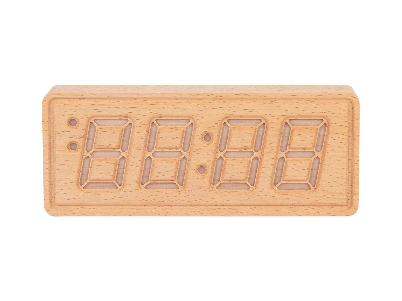 Réveil en bois massif gravé - Bois clair