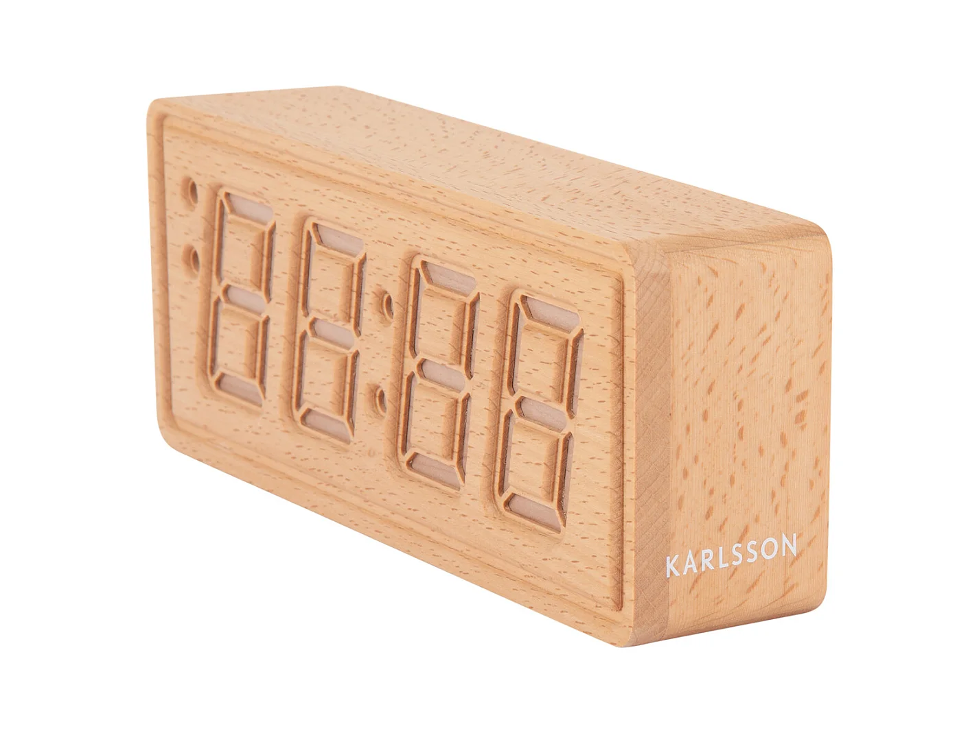 Réveil en bois massif gravé - Bois clair