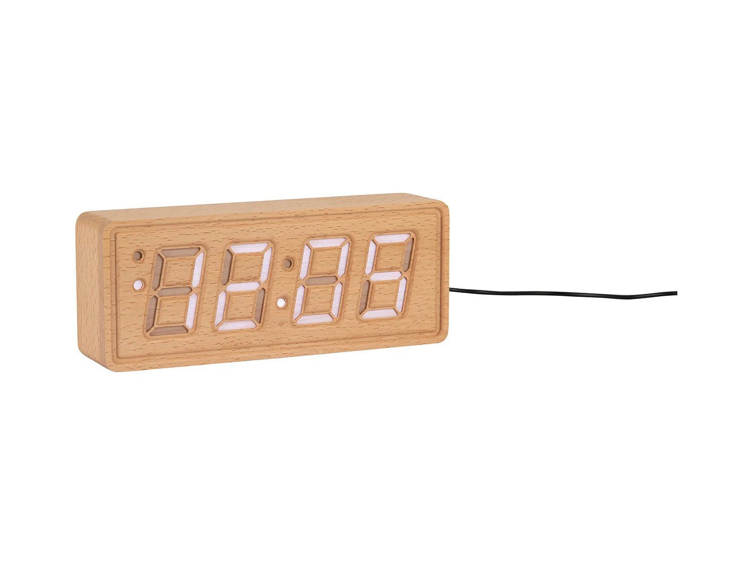 Wecker Massivholz graviert - Helles Holz
