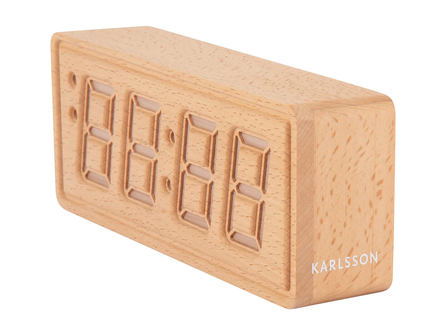 Réveil en bois massif gravé - Bois clair