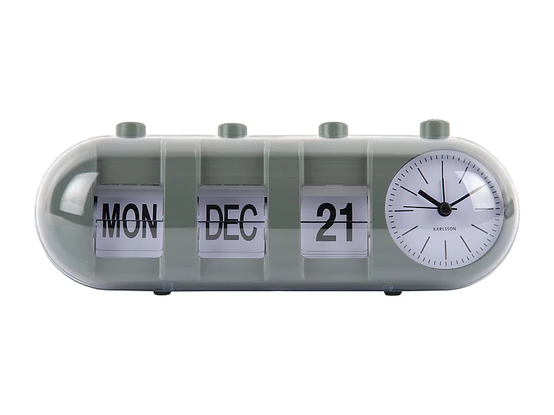 Despertador retro con calendario y tubo abatible - Verde jungla