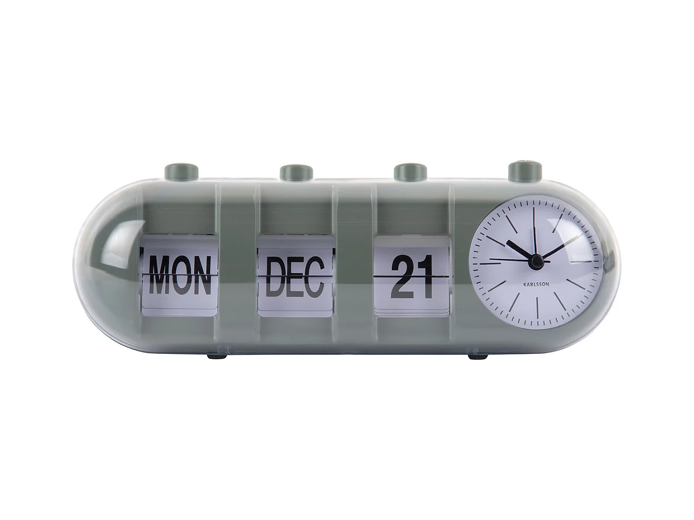 Réveil rétro tube calendrier Flip - Vert jungle