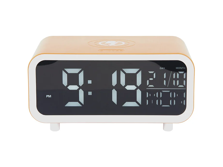 Réveil LED épais avec chargeur de téléphone - Jaune ocre