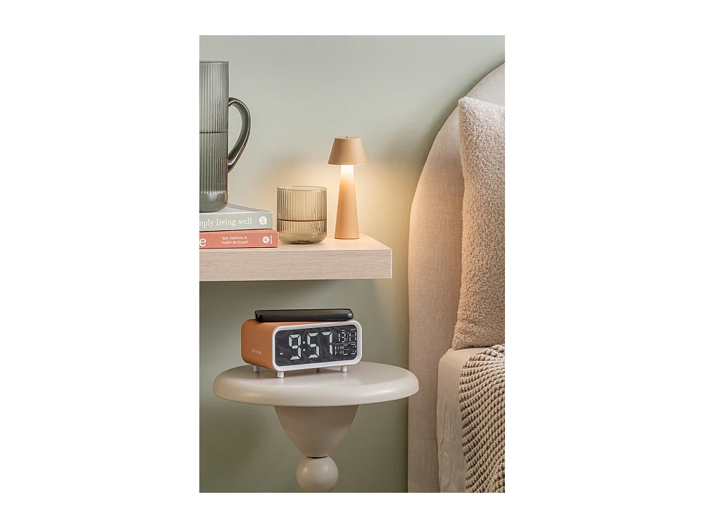 Réveil LED épais avec chargeur de téléphone - Jaune ocre