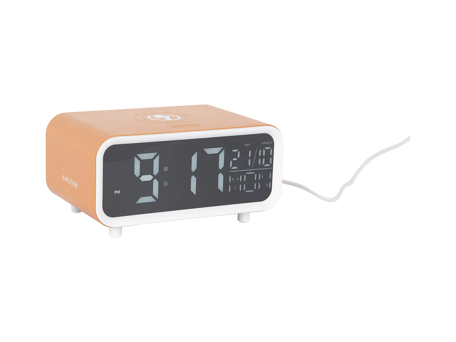 Réveil LED épais avec chargeur de téléphone - Jaune ocre