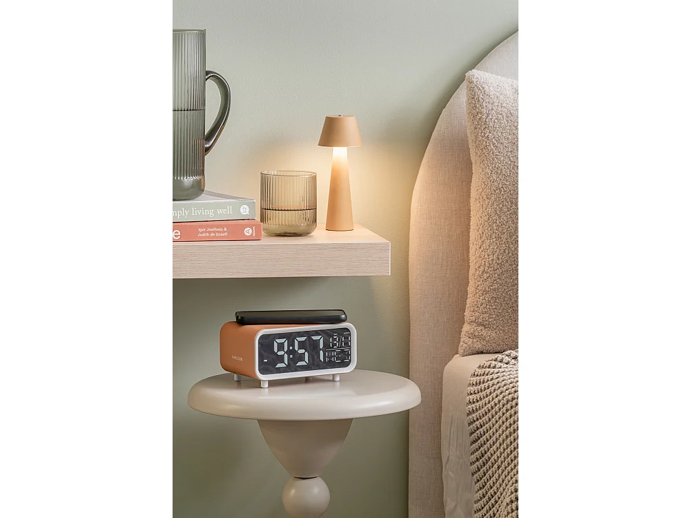 Réveil LED épais avec chargeur de téléphone - Jaune ocre