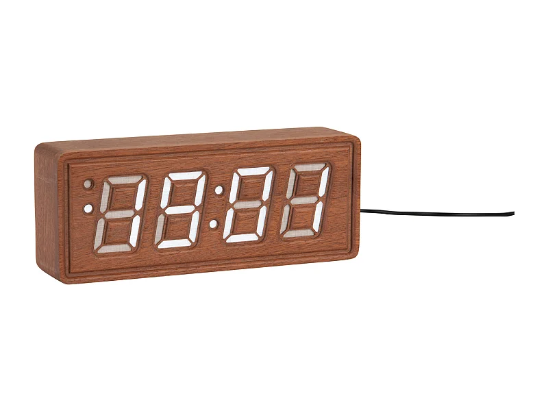 Wekker Solid Wood Engraved - Donker hout