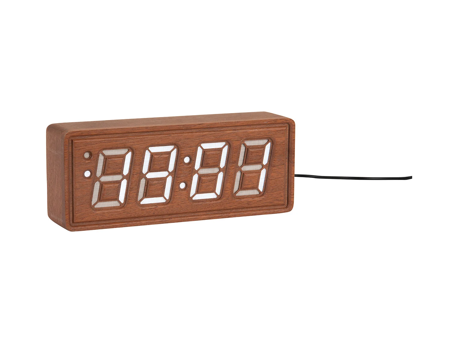 Wekker Solid Wood Engraved - Donker hout