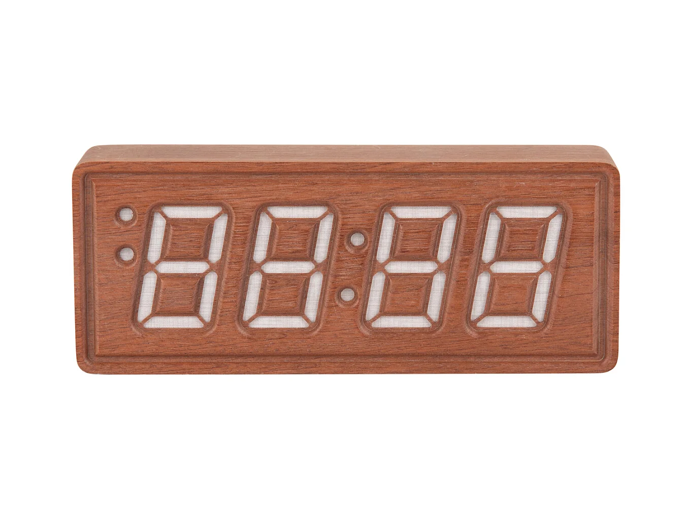 Wekker Solid Wood Engraved - Donker hout