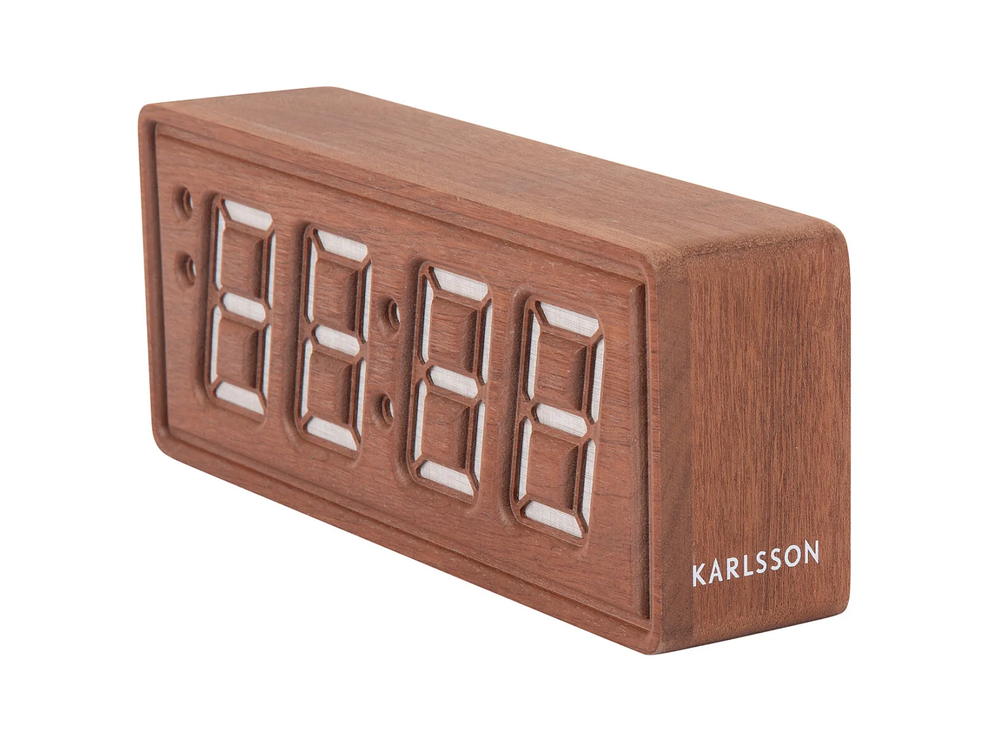 Wekker Solid Wood Engraved - Donker hout