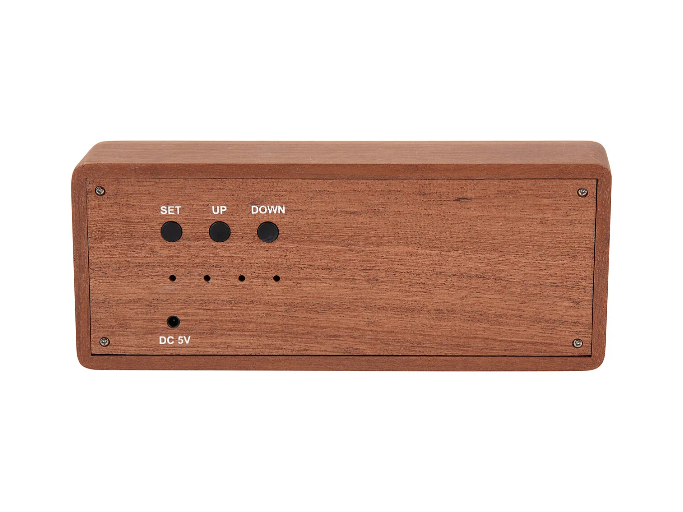 Wekker Solid Wood Engraved - Donker hout