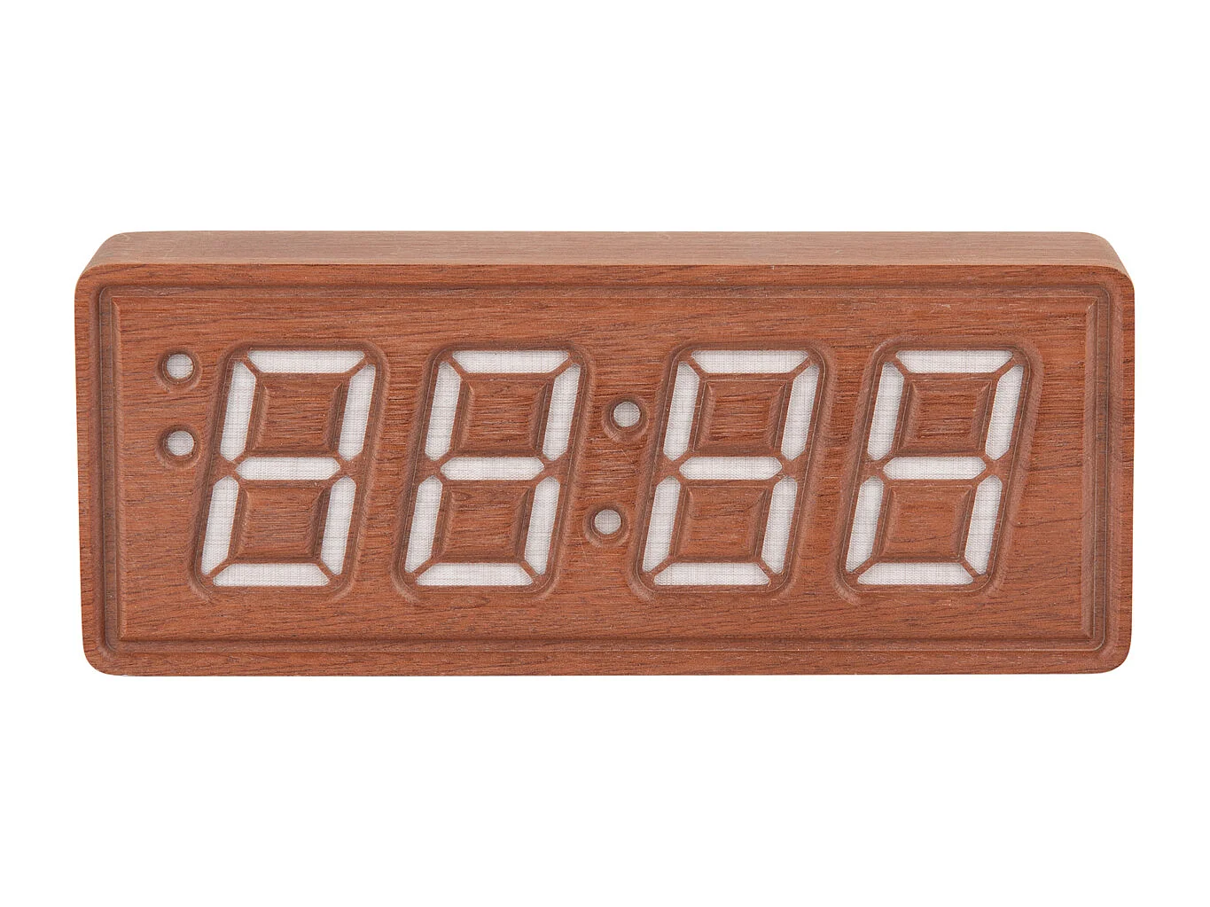 Réveil en bois massif gravé - Bois foncé