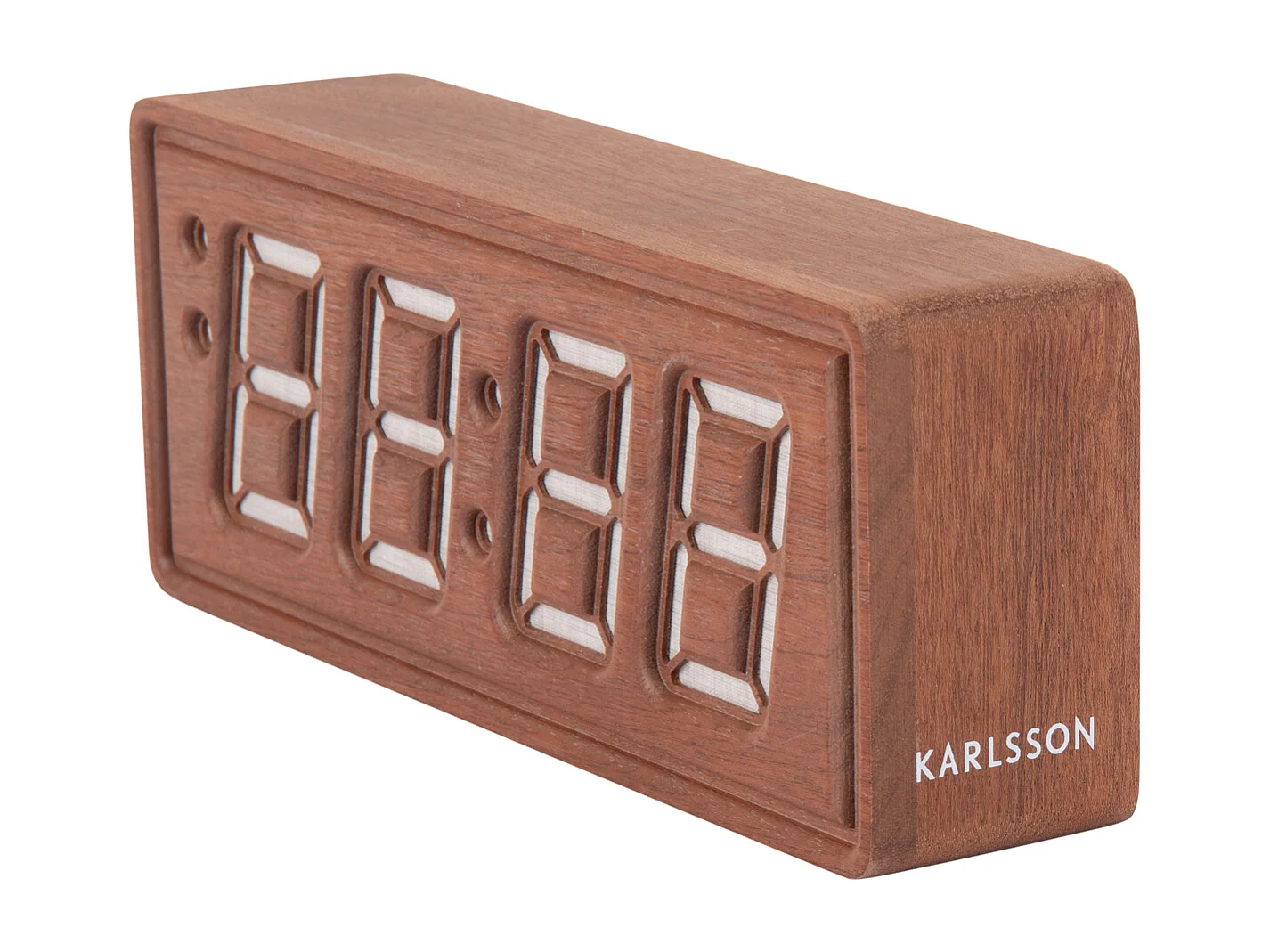 Réveil en bois massif gravé - Bois foncé