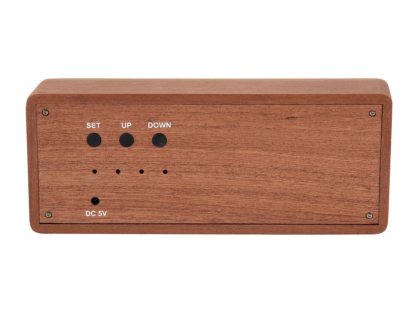 Réveil en bois massif gravé - Bois foncé