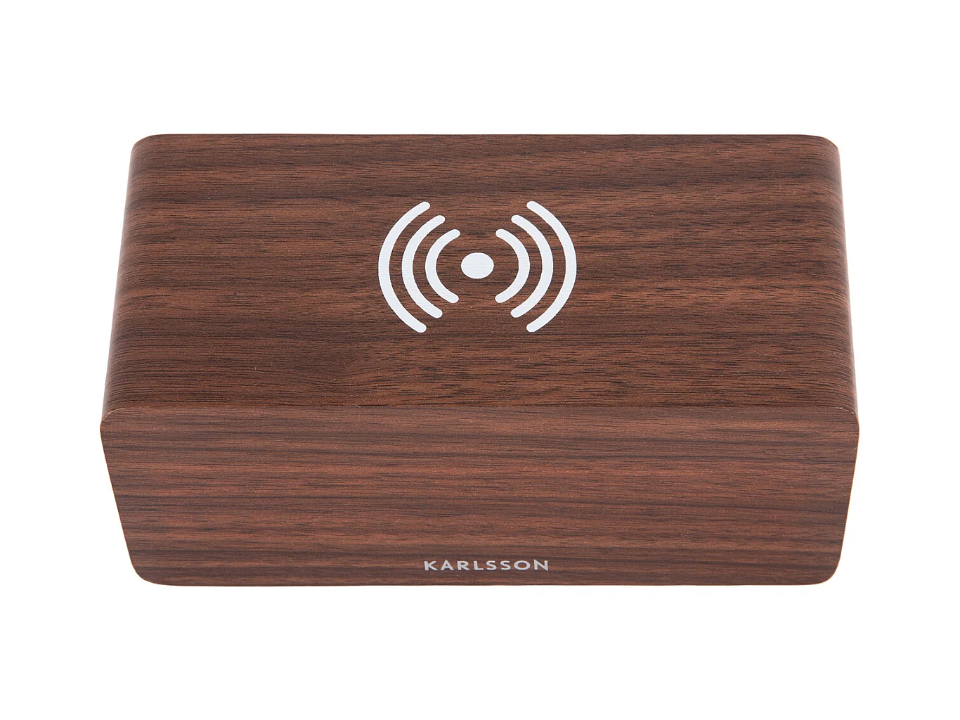 Weckerblock mit Telefonladegerät LED - Dunkles Holz