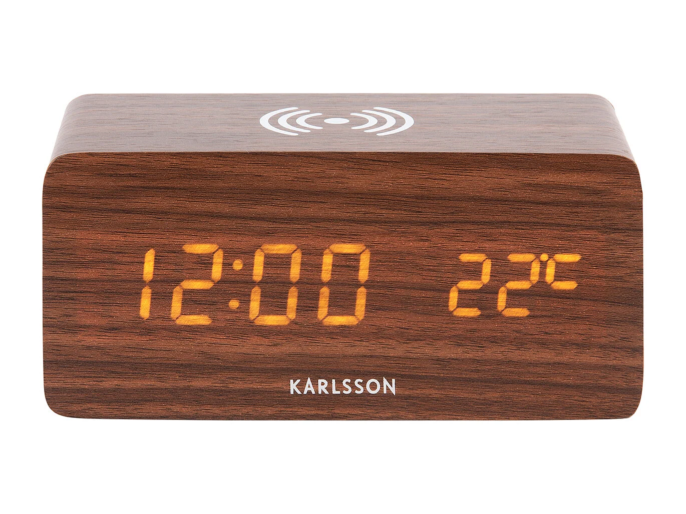 Bloc réveil avec chargeur de téléphone LED - Bois foncé