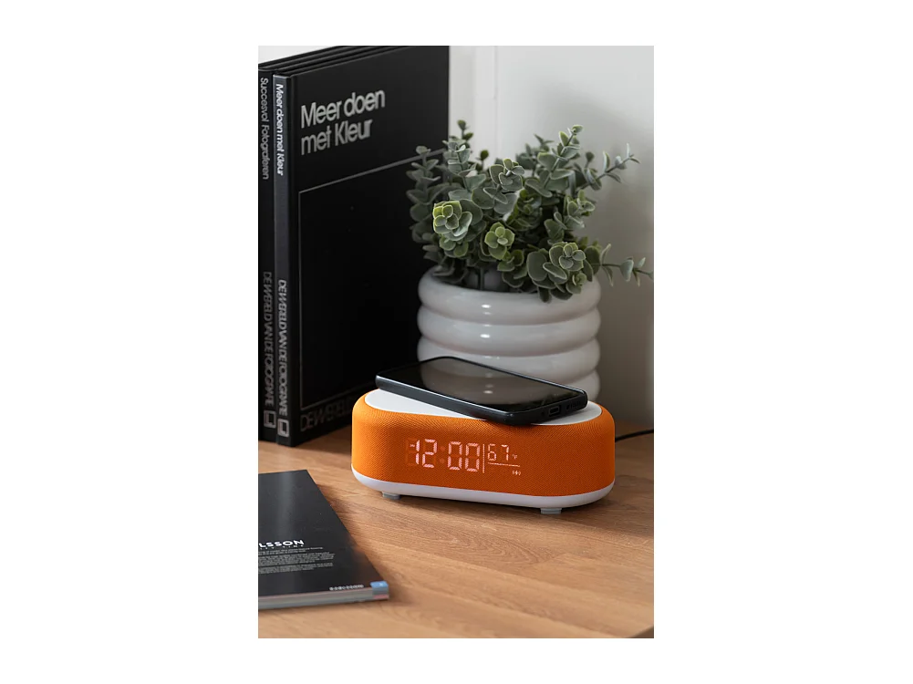 Réveil Vogue avec chargeur et Bluetooth - Orange vif