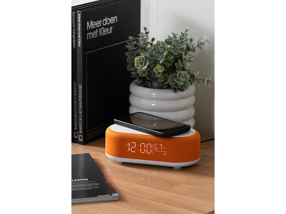 Réveil Vogue avec chargeur et Bluetooth - Orange vif