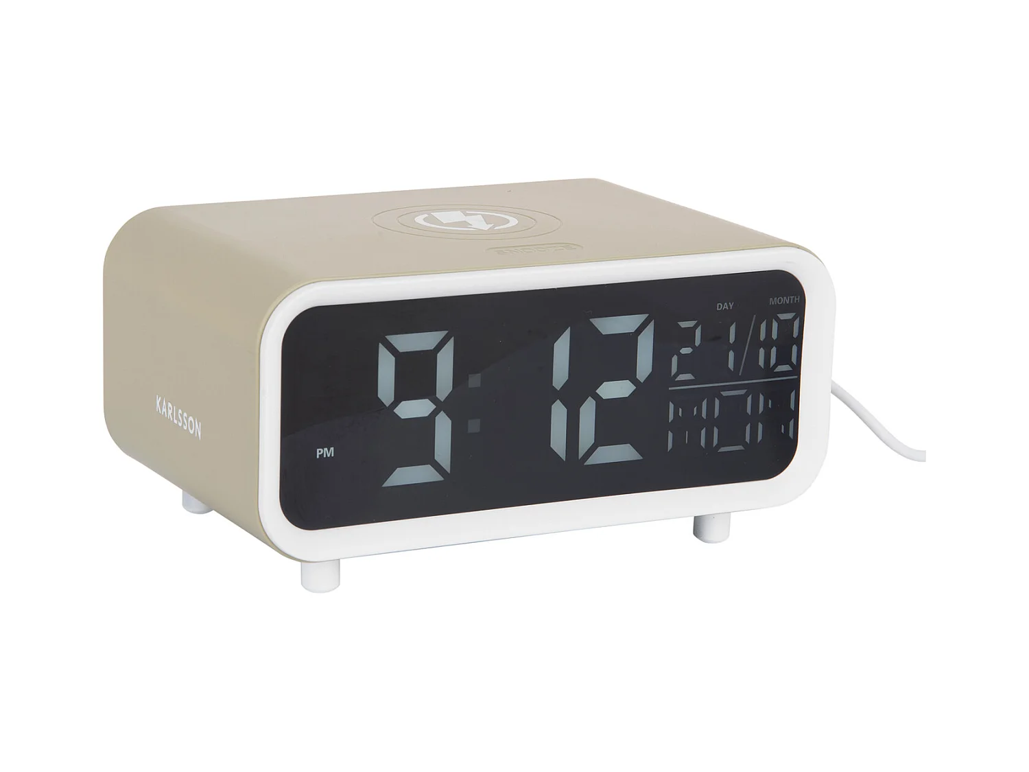 Réveil LED épais avec chargeur de téléphone - Vert thé