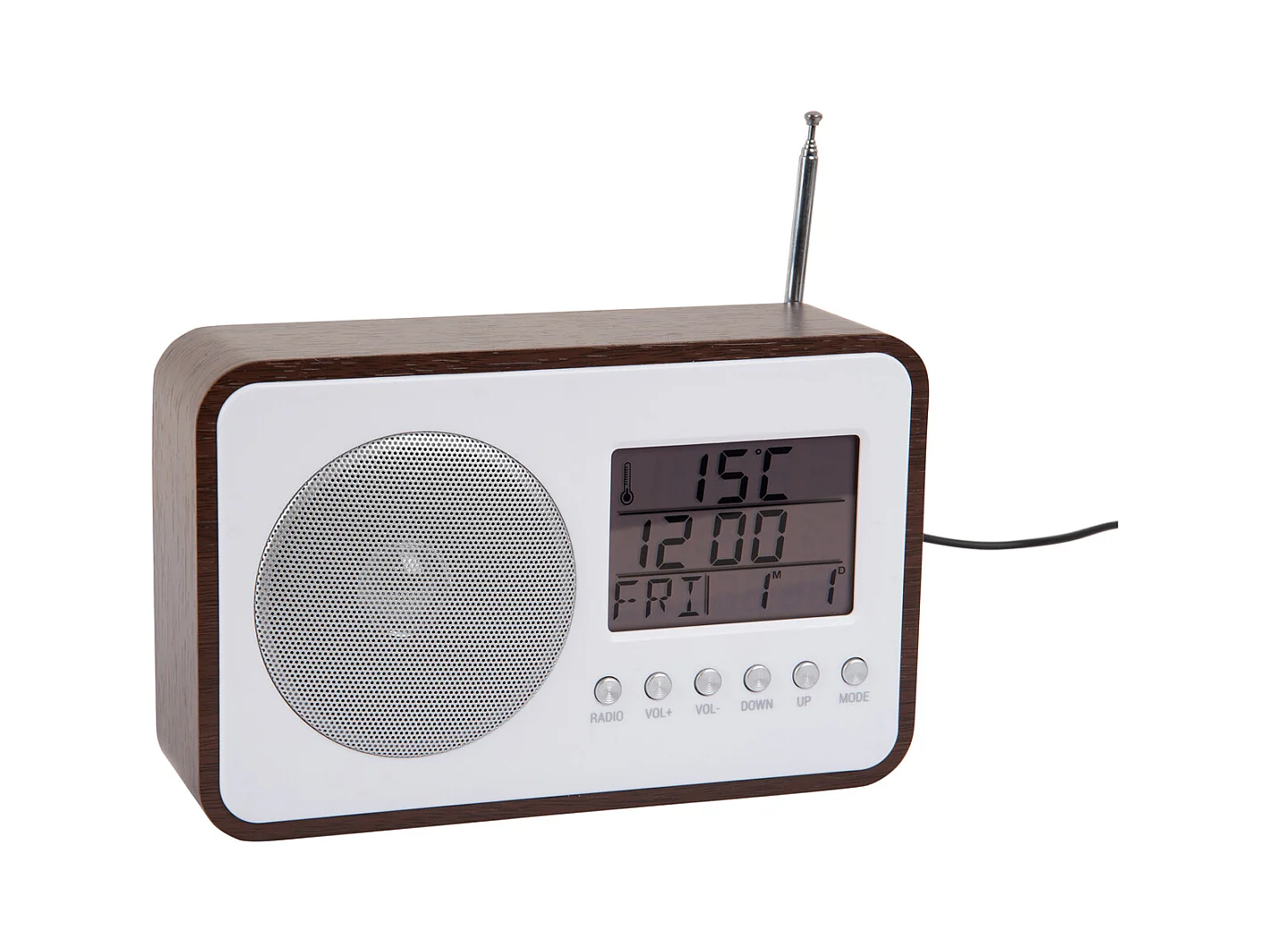 Radio-réveil FM - Bois foncé