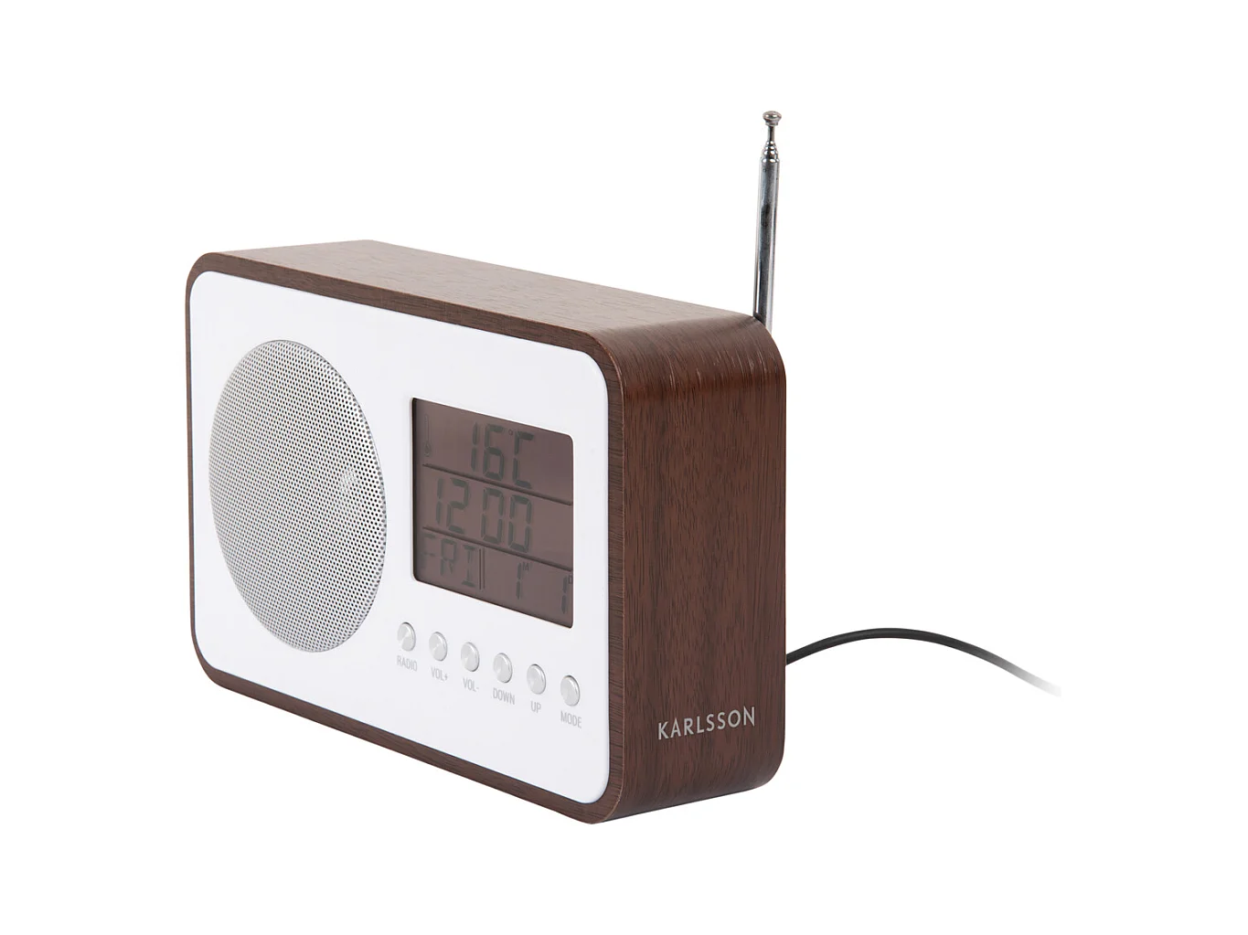 Radio-réveil FM - Bois foncé