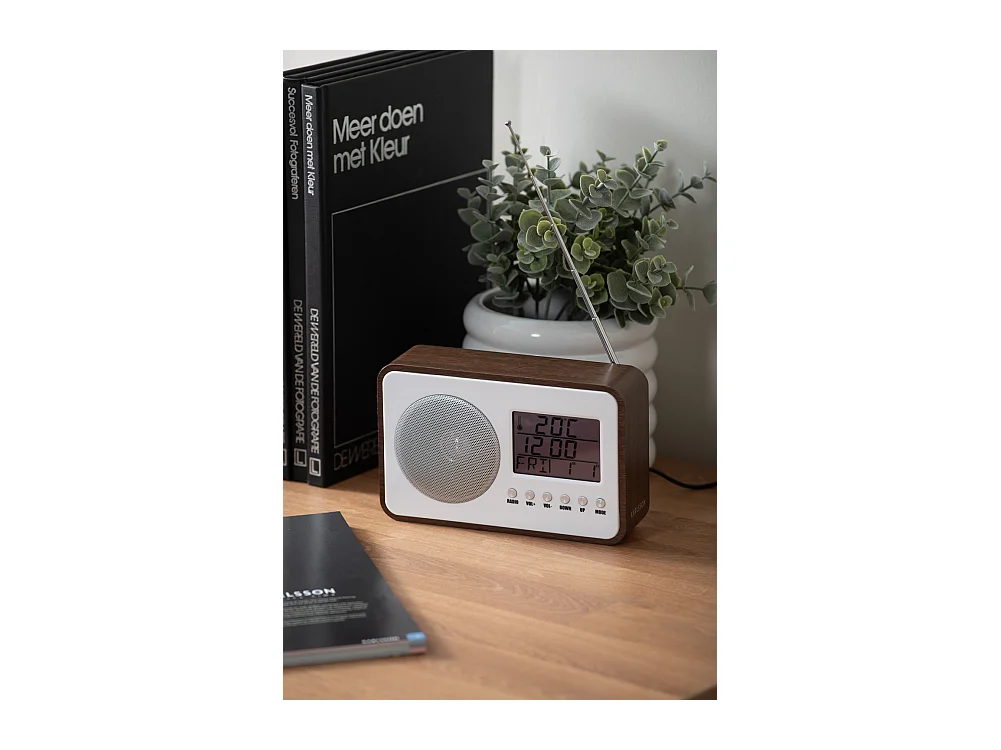 Radio-réveil FM - Bois foncé