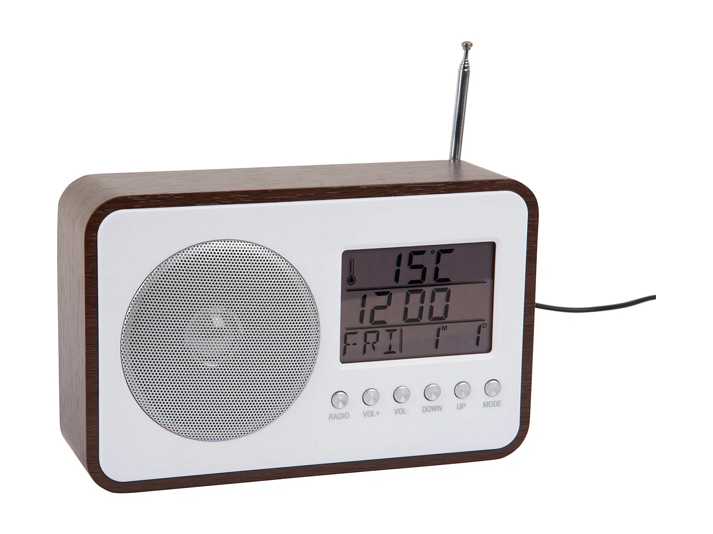 Radio-réveil FM - Bois foncé