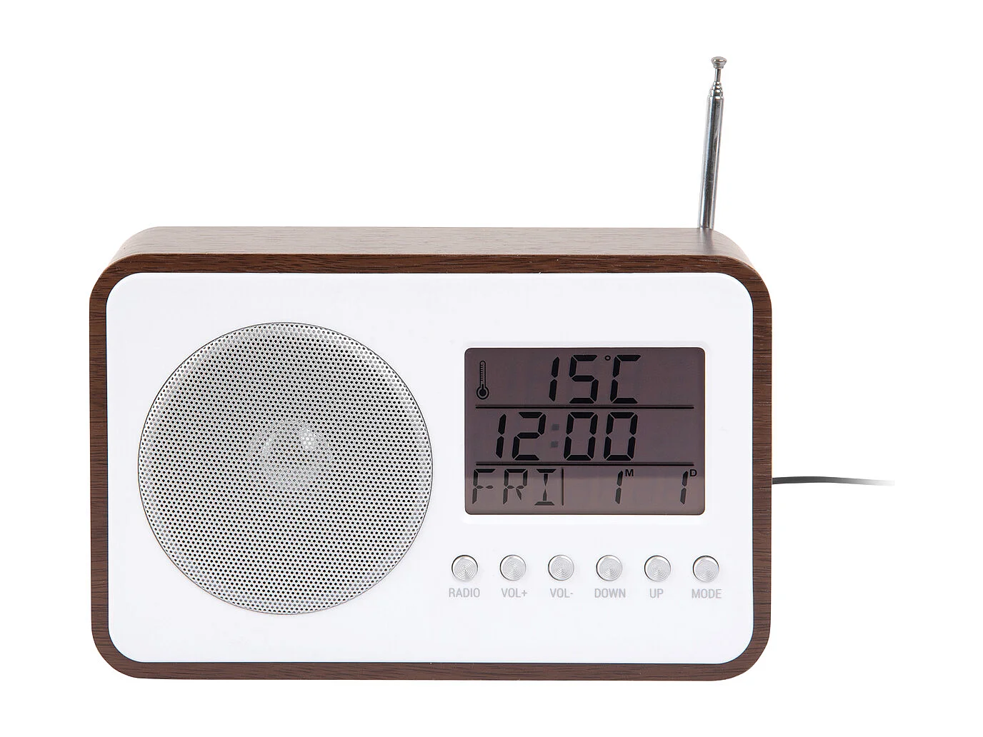 Radio-réveil FM - Bois foncé