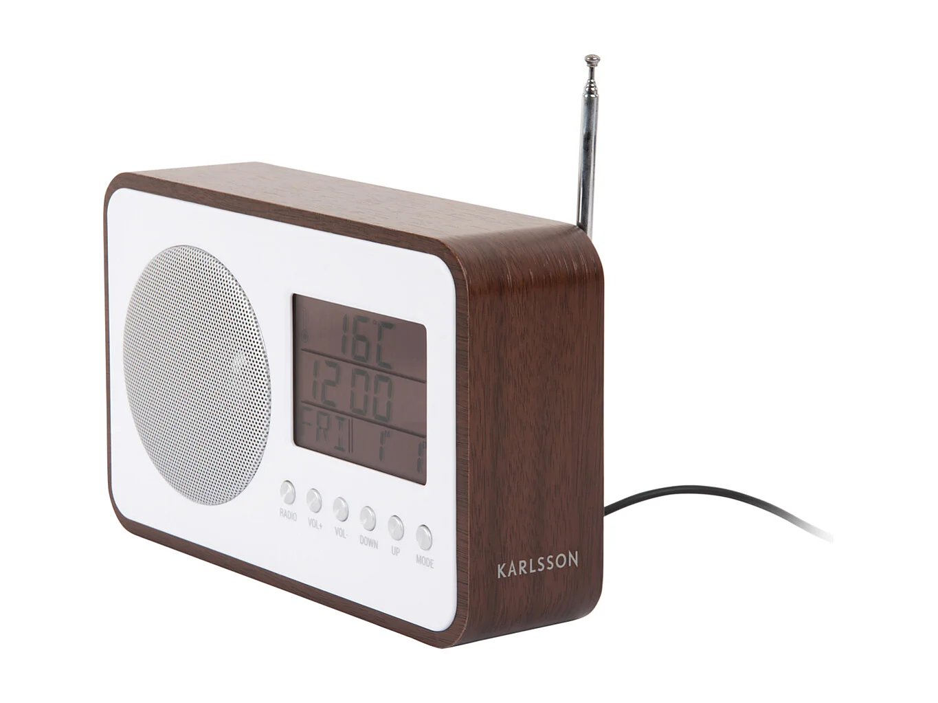 Radio-réveil FM - Bois foncé