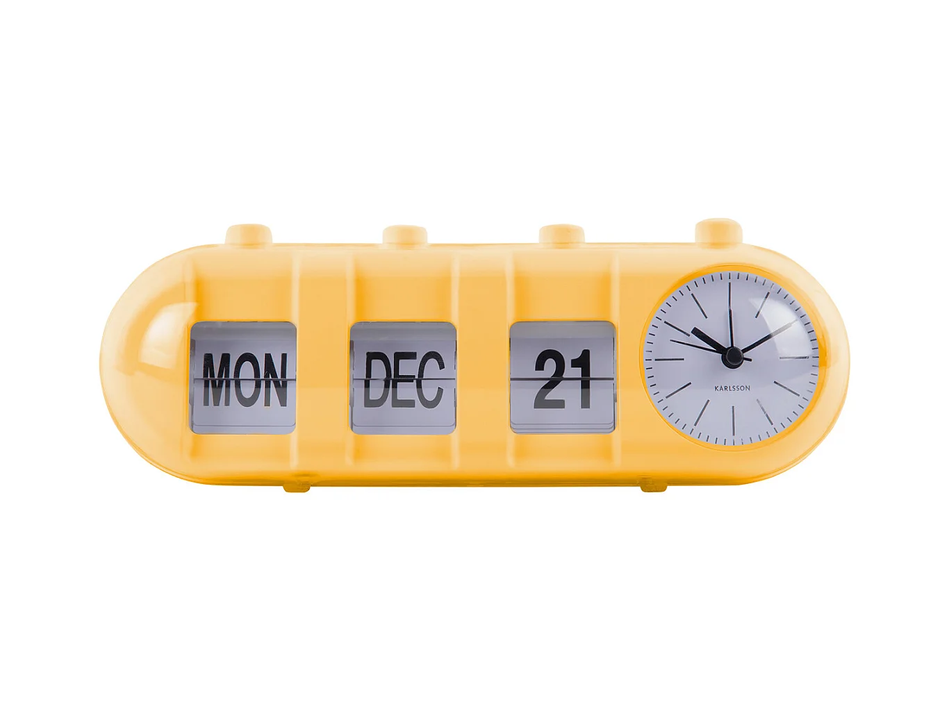 Réveil rétro à tube et calendrier - Jaune vif