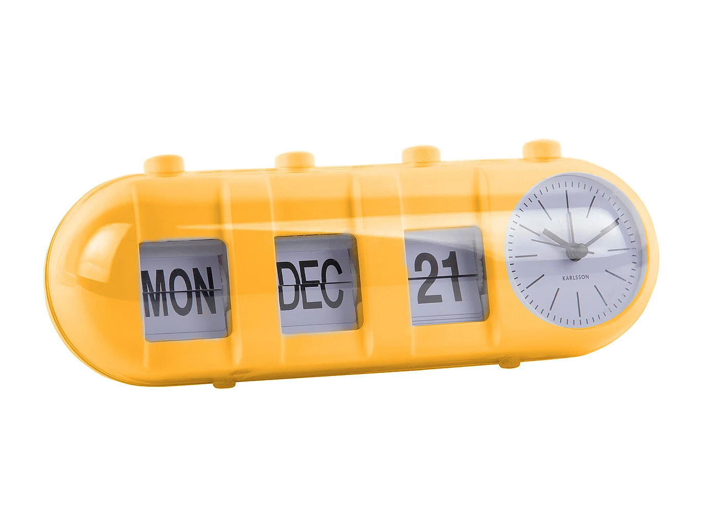 Réveil rétro à tube et calendrier - Jaune vif