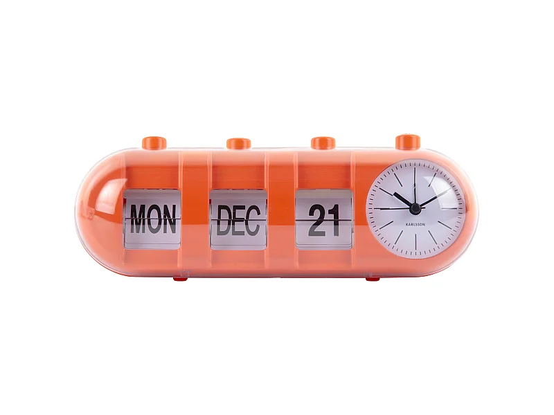 Wekker Retro Tube Calendar Flip - Helderoranje
