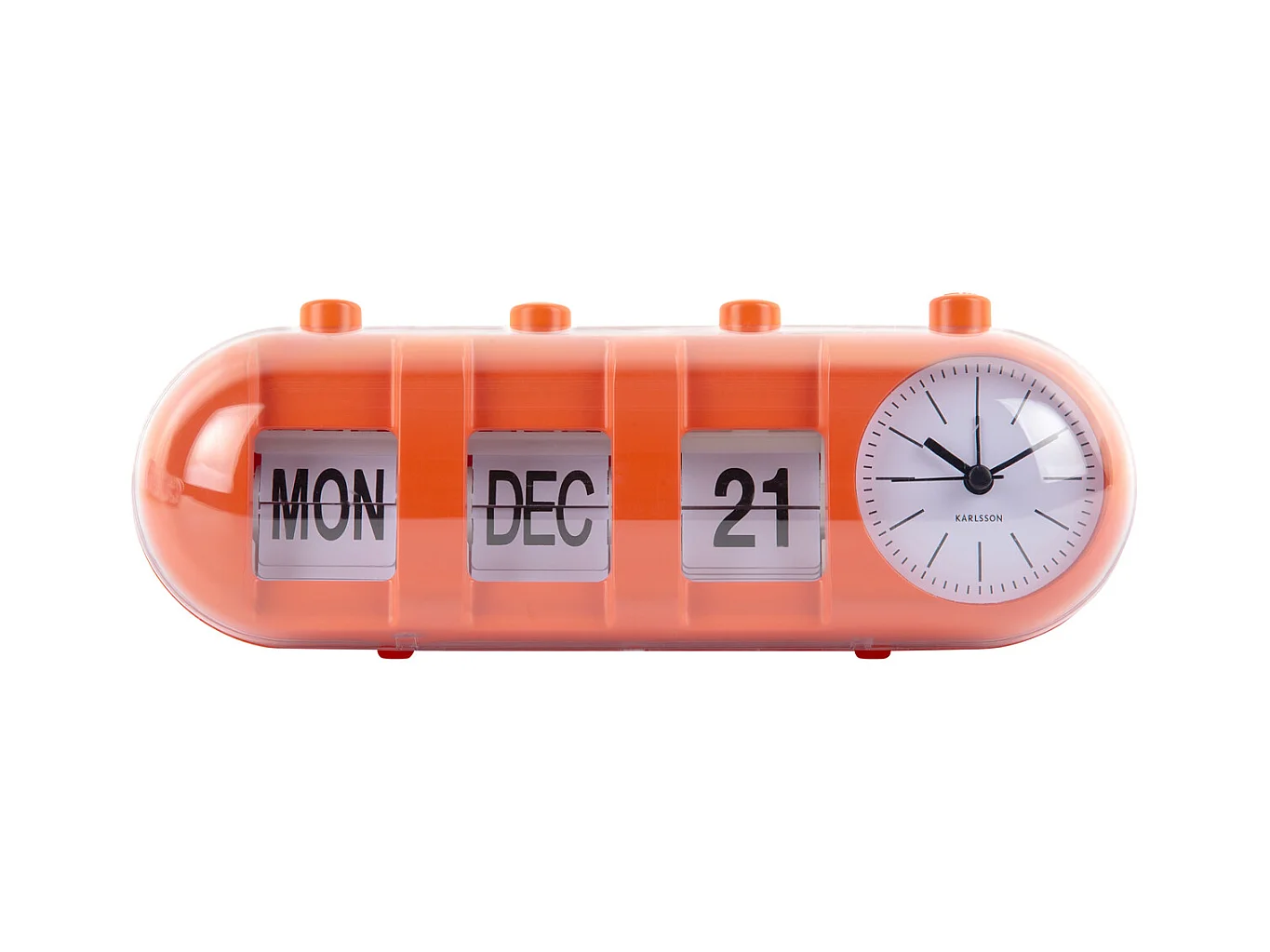 Réveil rétro tube calendrier Flip - Orange vif