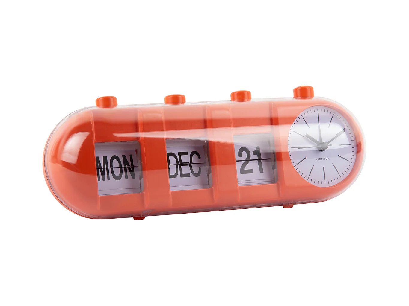 Réveil rétro tube calendrier Flip - Orange vif