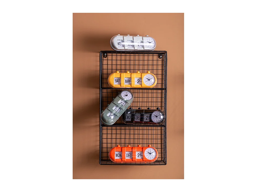 Réveil rétro tube calendrier Flip - Orange vif