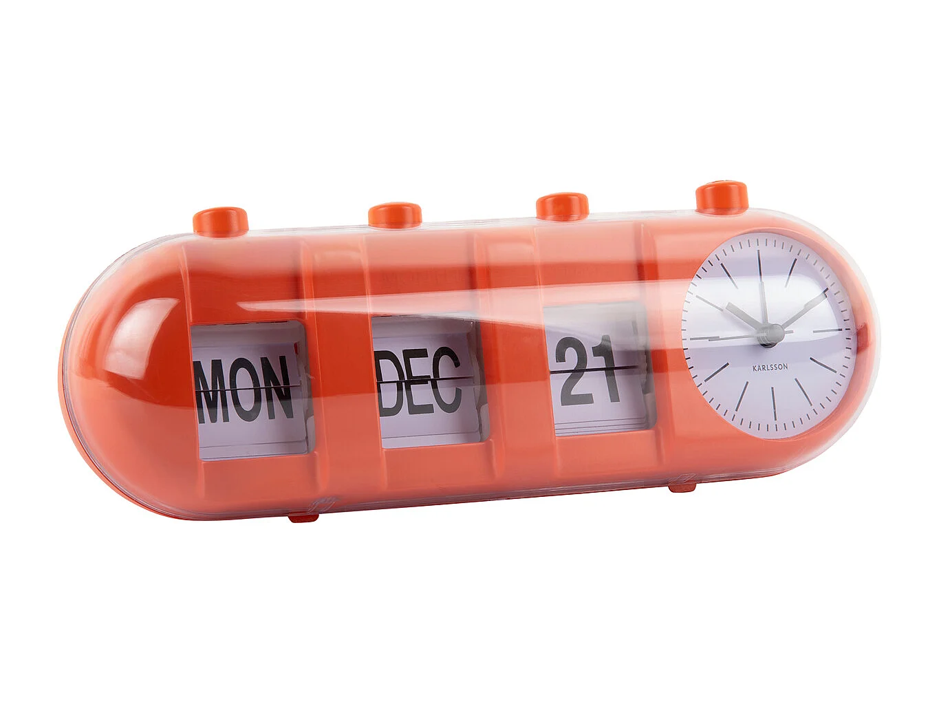 Réveil rétro tube calendrier Flip - Orange vif