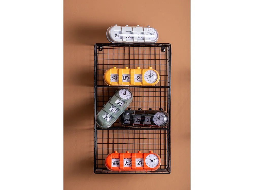 Réveil rétro tube calendrier Flip - Orange vif