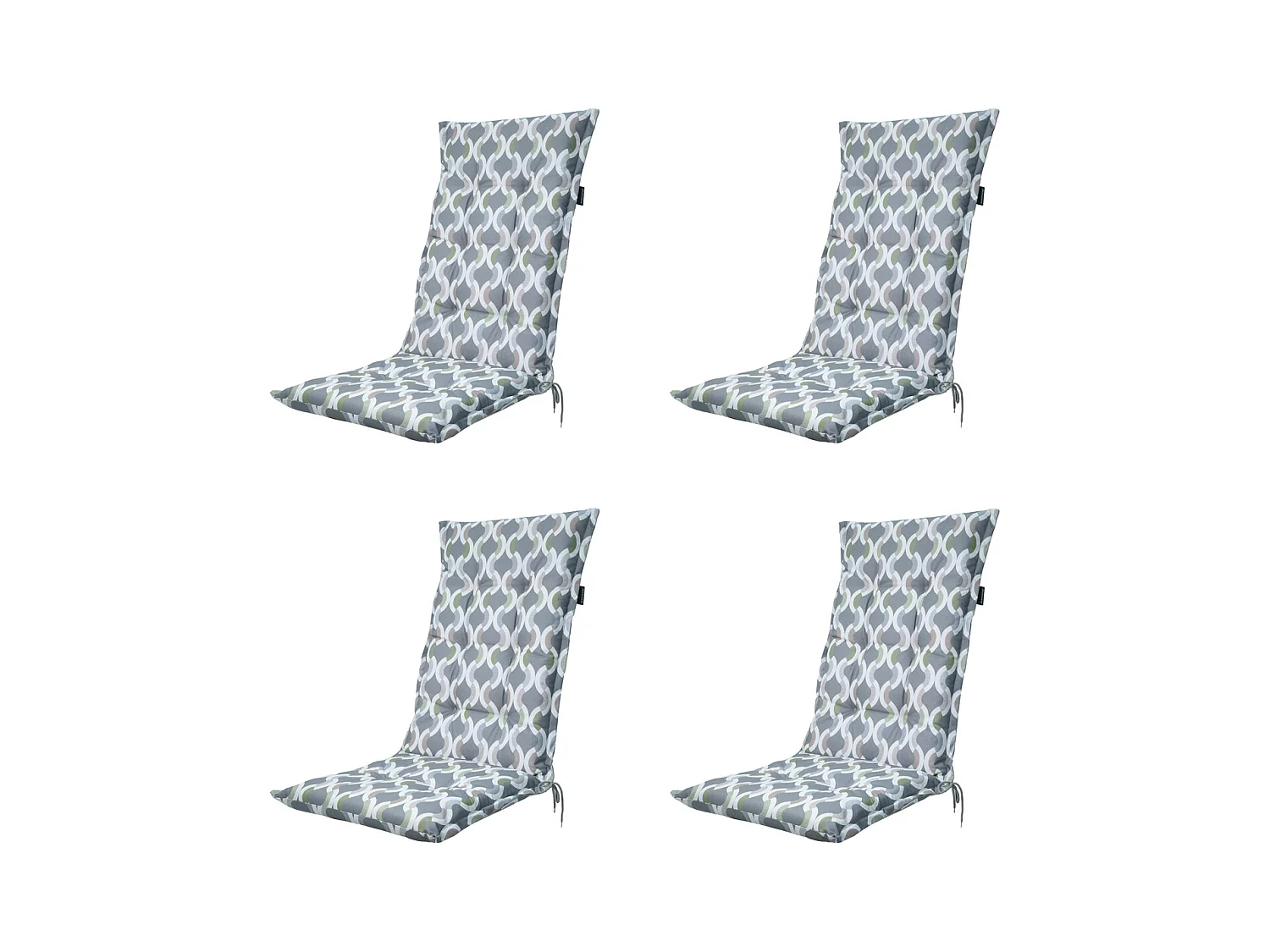 Coussin de chaise de jardin dossier haut Trivia gris - Environ 123 x 50 cm - Lot de 4