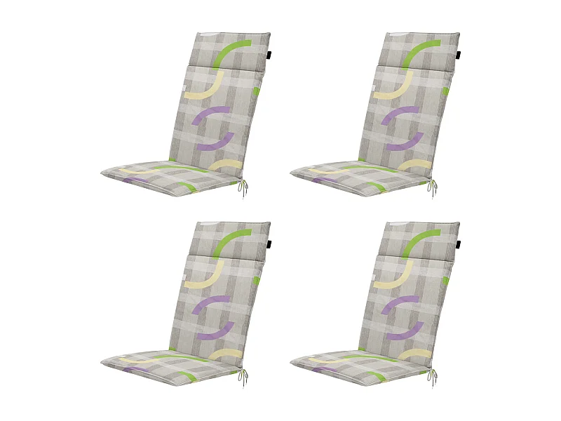 Tuinstoelkussen Hoge Rug Tess purple - Ca. 120x50 cm - Set van 4