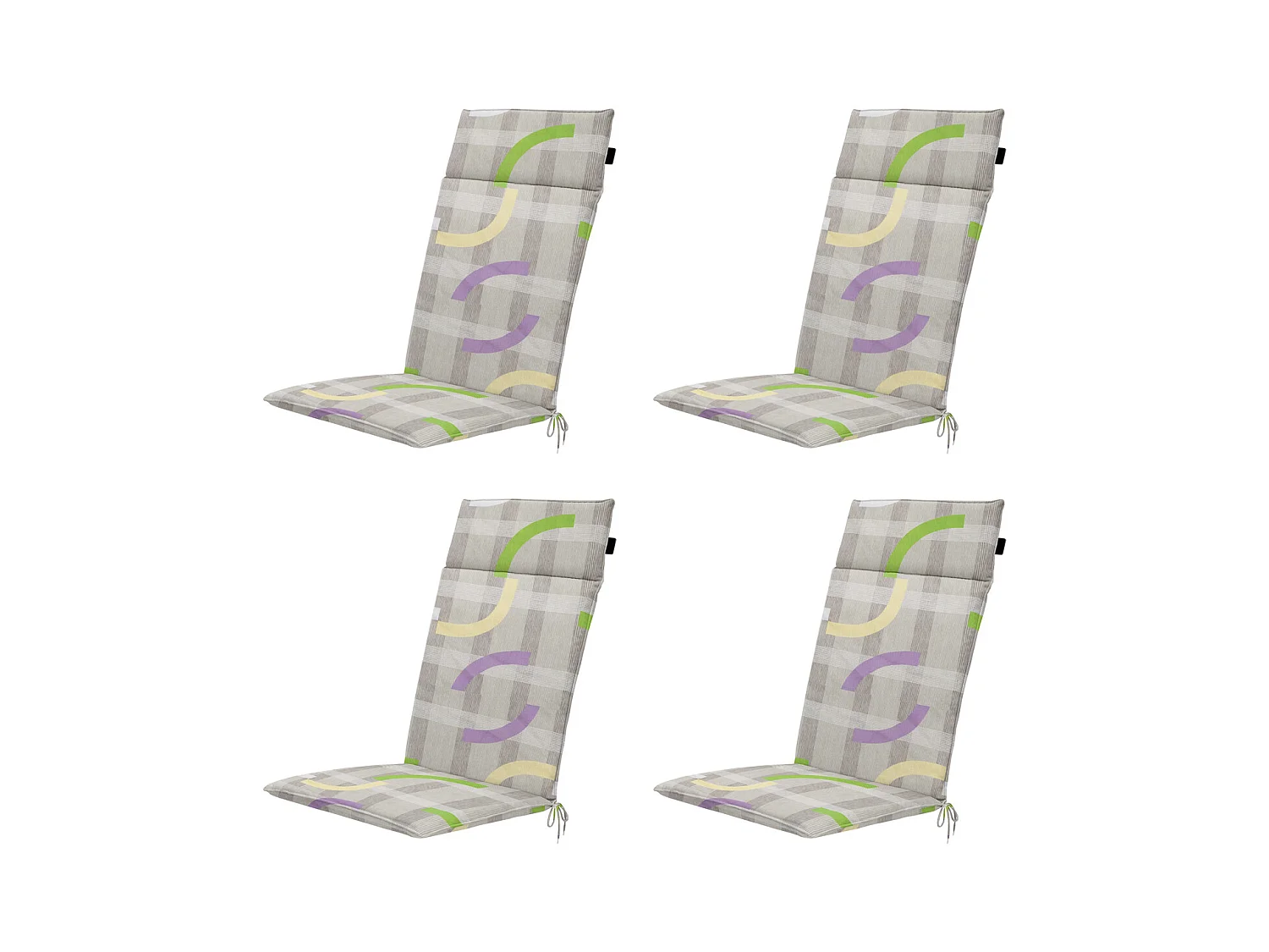 Coussin de chaise de jardin à dossier haut Tess violet - Environ 120 x 50 cm - Lot de 4