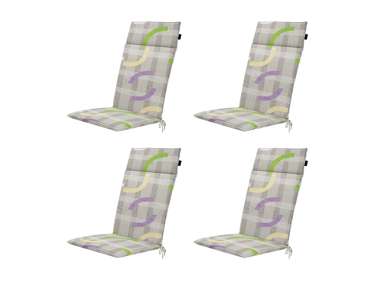 Coussin de chaise de jardin à dossier haut Tess violet - Environ 120 x 50 cm - Lot de 4