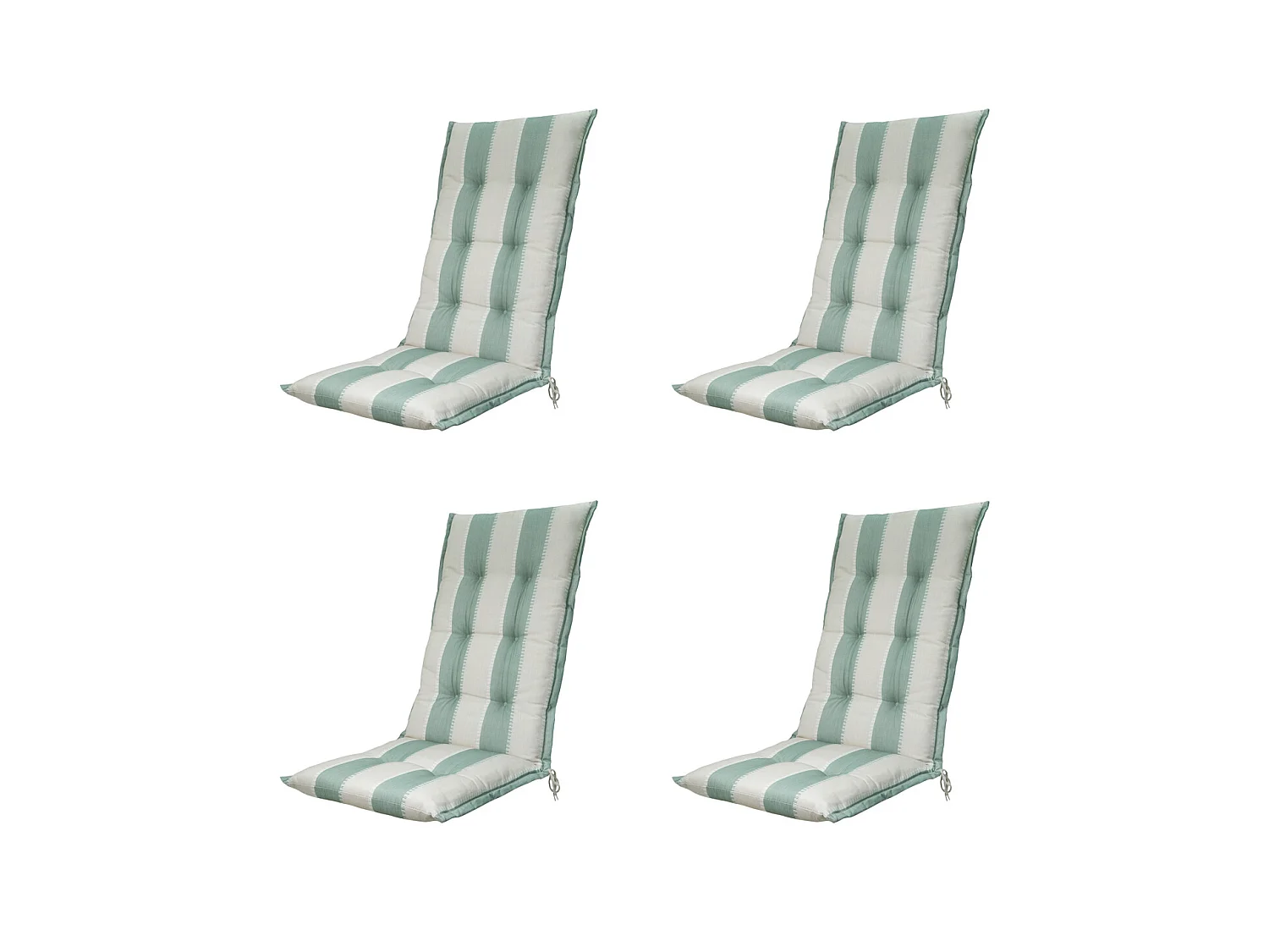 Coussin de chaise de jardin à dossier haut Banda kaki - Dimensions approximatives : 123 x 50 cm - Lot de 4