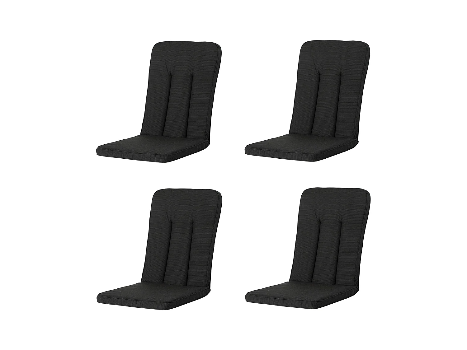 Coussin de jardin Exelsior/Primero/Balero Rib noir - Env. 110 x 48 cm - Lot de 4