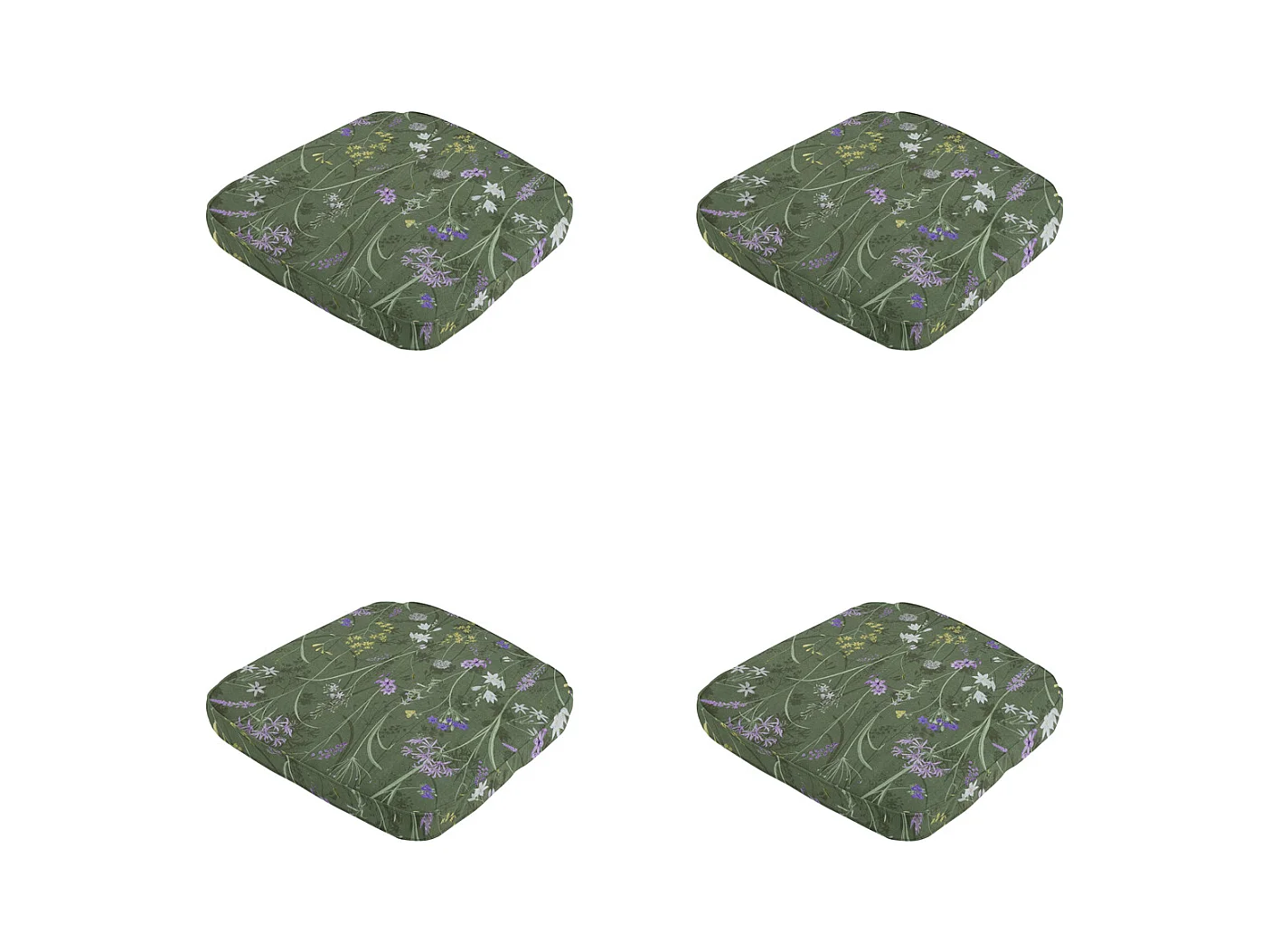 Coussin d'assise Wicker Donna vert toile éco+ - Env. 48 x 48 cm - Lot de 4